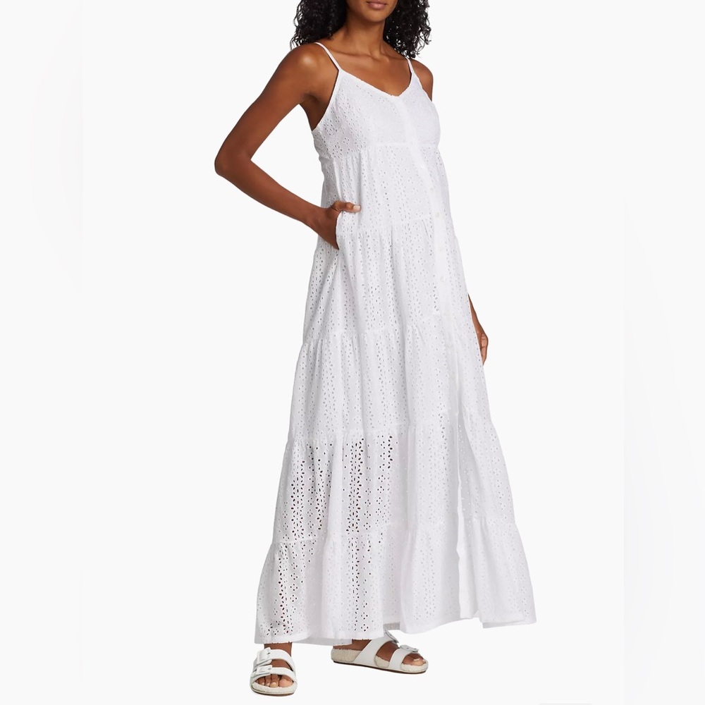NWOT. Nom Lisbon Tiered White Eyelet Maxi Dress. XS